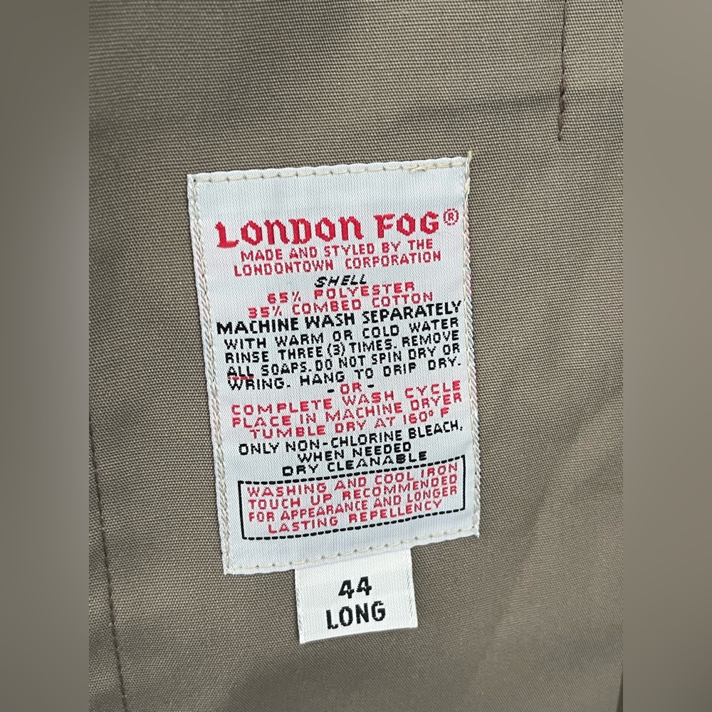 London Fog Vintage Men’s Overcoat 44 Long 70s-80s Removable Brown Liner - Picture 14 of 16